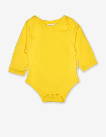 Body bébé à manches longues et décolleté coulissant jaune en coton biologique