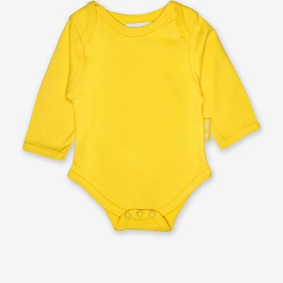 Langarm Baby Body mit Schlupfausschnitt in Gelb aus Bio Baumwolle