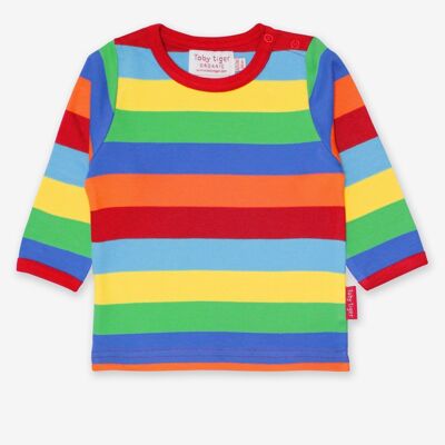Organic t-shirt with multiple stripes and long sleeves