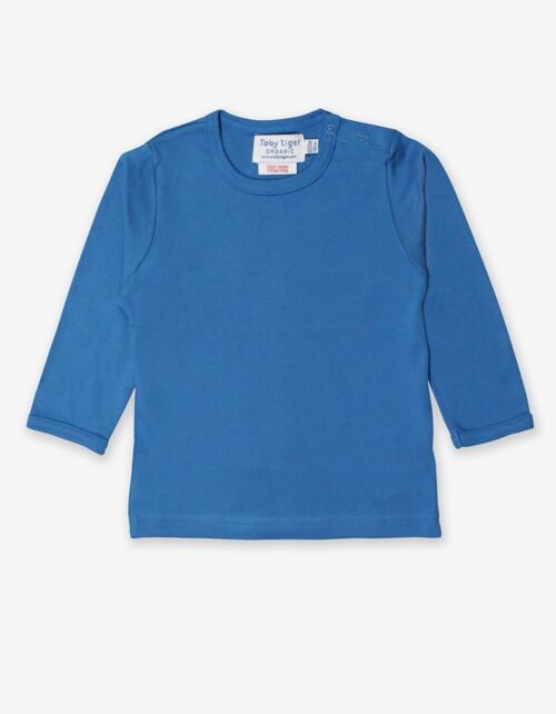 Langarmshirt aus Bio Baumwolle, blau unifarben
