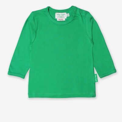 Long-sleeved shirt made from organic cotton, plain green