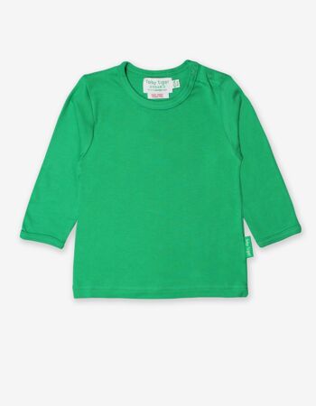 Chemise à manches longues en coton biologique, vert uni