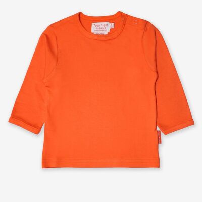 Camisa de manga larga de algodón orgánico, color naranja liso