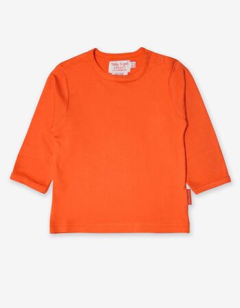 Chemise à manches longues en coton biologique, orange uni