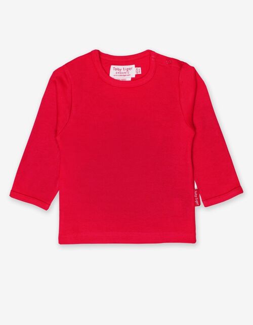 Langarmshirt aus Bio Baumwolle, rot unifarben
