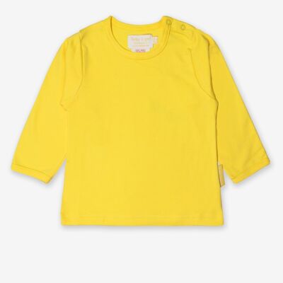 Camisa de manga larga de algodón orgánico, color amarillo liso