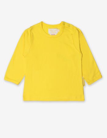 Chemise à manches longues en coton biologique, jaune uni
