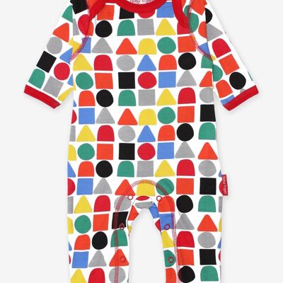 Pajamas made from organic cotton with a toy block print