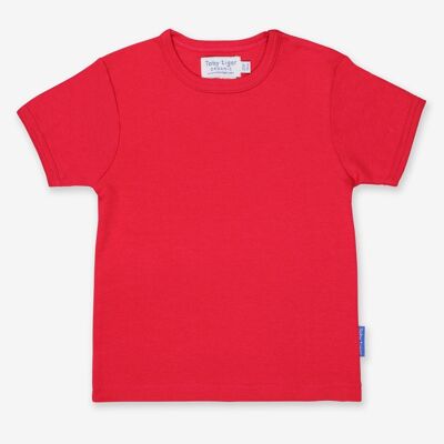 T-shirt en coton biologique rouge, uni