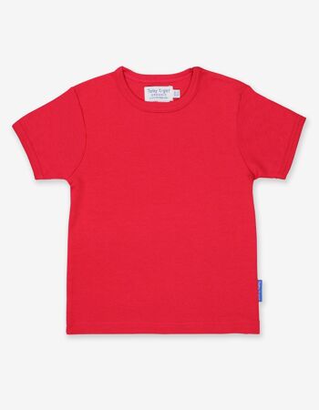 T-shirt en coton biologique rouge, uni