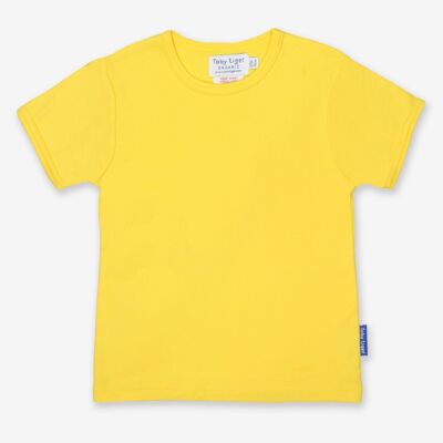 T-shirt in cotone biologico in giallo, uni