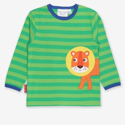 Organic long-sleeved shirt with lion appliqué