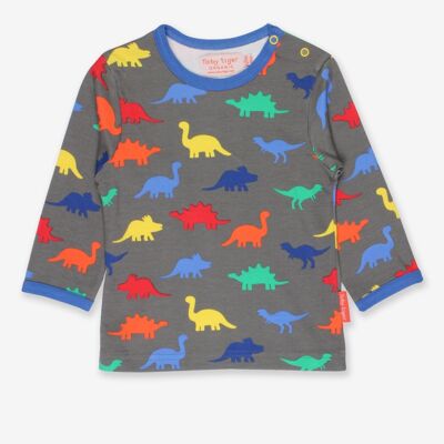 Long-sleeved shirt made from organic cotton with dinosaur print