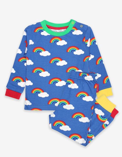 Schlafanzug aus Bio Baumwolle, zweiteilig mit Regenbogen Print