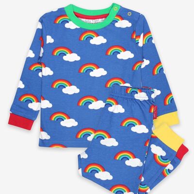 Pijama de algodón orgánico de dos piezas con estampado de arcoíris