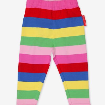 Organic leggings with pink and colorful stripes