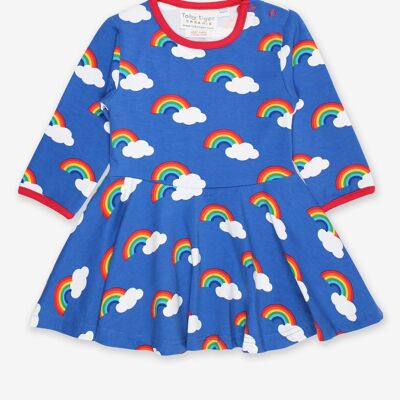 Skater dress with long sleeves and rainbow print made from organic cotton