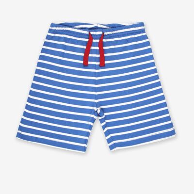 Organic cotton shorts with blue and white stripes