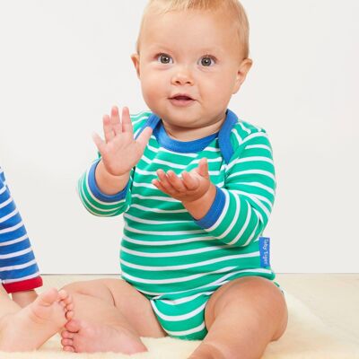 Body per bebè a maniche lunghe con scollo sottoveste in cotone biologico, a righe