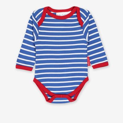 Baby body with slip neckline made from organic cotton, striped