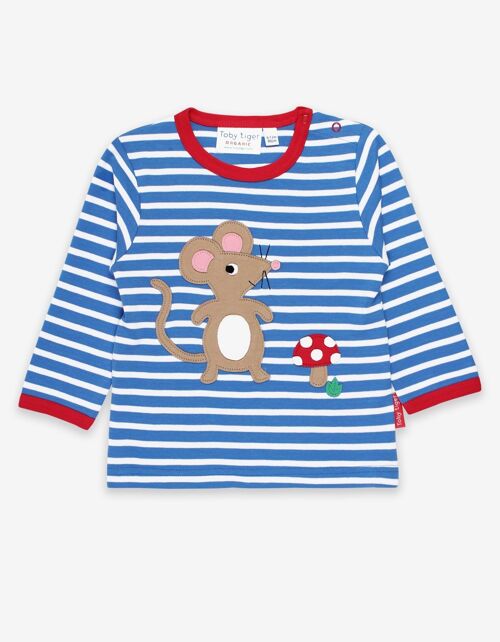 Bio Langarmshirt mit Pilz und Maus-Applikation