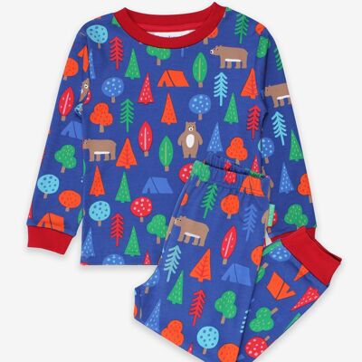 Two-piece pajamas made from organic cotton with Camping Bear print