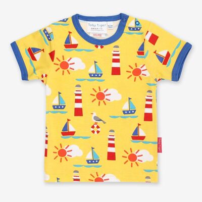 T-shirt made from organic cotton with a maritime print