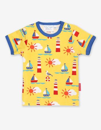T-shirt en coton bio à imprimé maritime