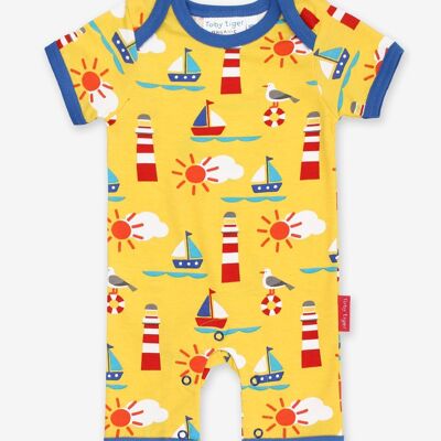 Summer romper made from organic cotton with a maritime print