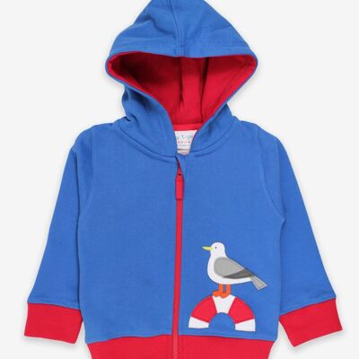 Organic cotton hoodie with seagull appliqué