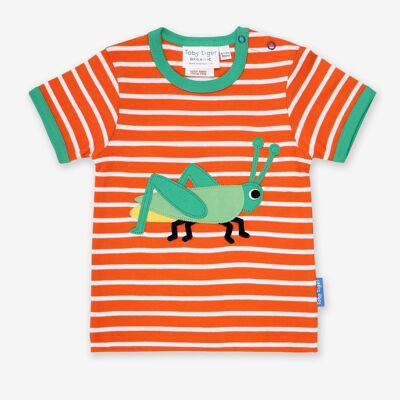 Organic cotton t-shirt with grasshopper appliqué