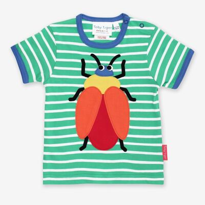 T-shirt in cotone biologico con applicazione di scarabeo