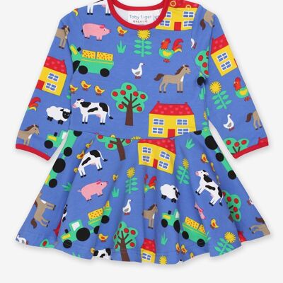 Skater dress made of organic cotton with a colorful farm print