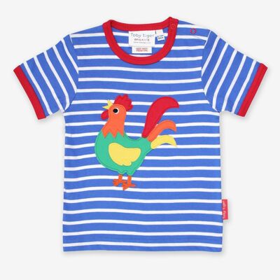 Camiseta de algodón orgánico con aplique de gallo