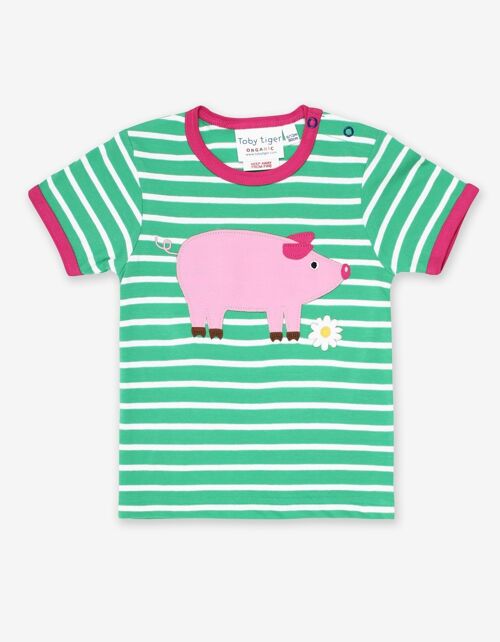 T-Shirt aus Bio Baumwolle mit Schweinchen Applikation