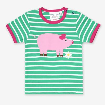 T-shirt en coton bio avec appliqué cochon