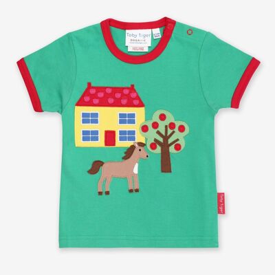 Organic cotton t-shirt with farm appliqué