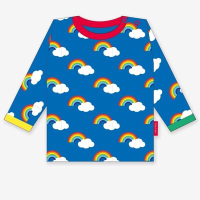 Long-sleeved shirt made from organic cotton with a rainbow print