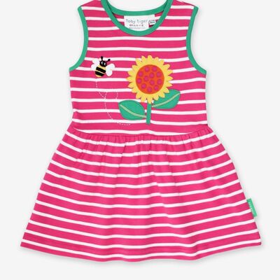 Organic cotton dress with sunflower appliqué