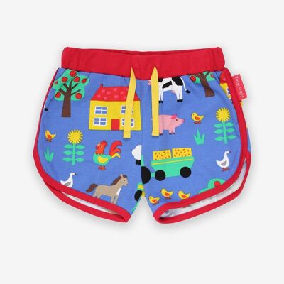 Jogging shorts made from organic cotton with a farm print