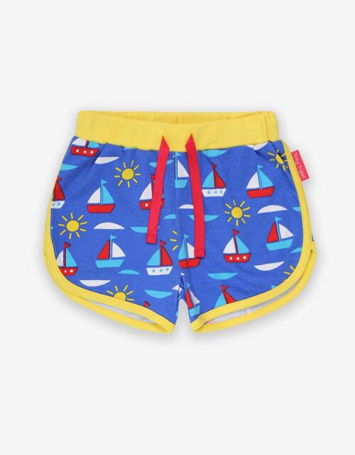 Jogging Shorts aus Bio Baumwolle mit Segelboot Print