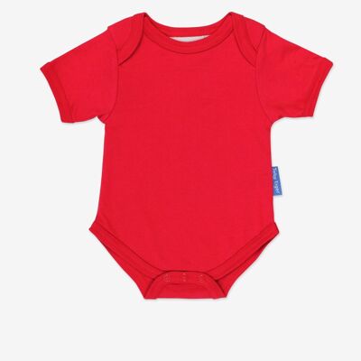 Baby body made of organic cotton in red, plain colour