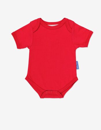 Body bébé en coton bio de couleur rouge uni