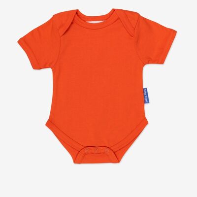 Body bébé en coton bio de couleur orange, uni