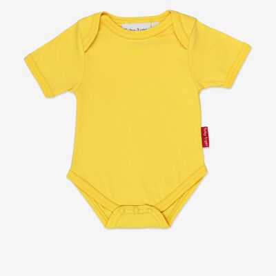 Body bébé en coton bio de couleur jaune uni