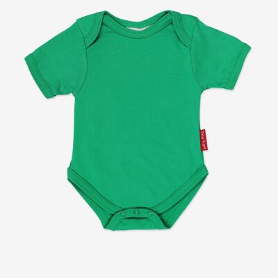 Baby body made of organic cotton in green, plain colour