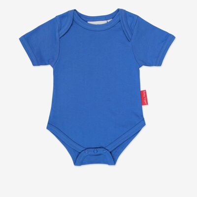 Baby body made of organic cotton in blue, plain colour
