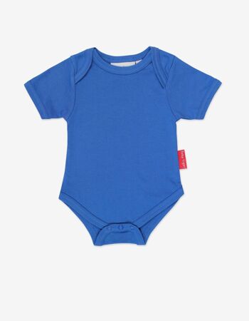 Body bébé en coton bio bleu uni