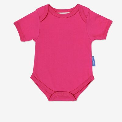 Body bébé en coton bio de couleur rose uni