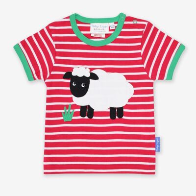 Camiseta de algodón orgánico con aplique de oveja